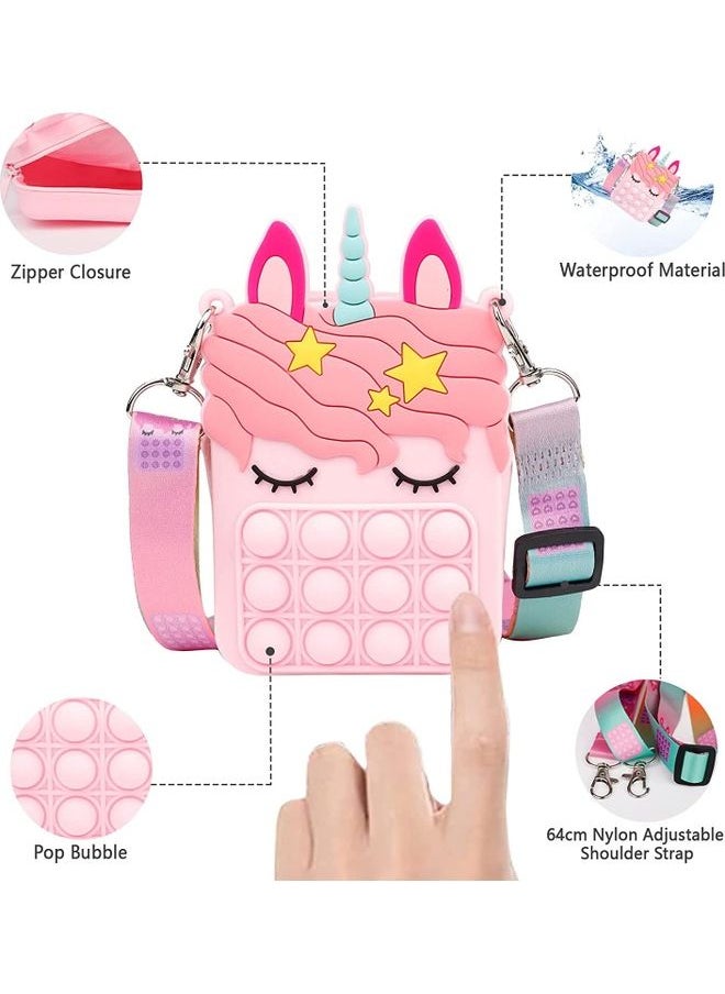 Mini Unicorn Small Cross Body Purse Fidget Poppers Toy 8.5x3.5x13.5cm