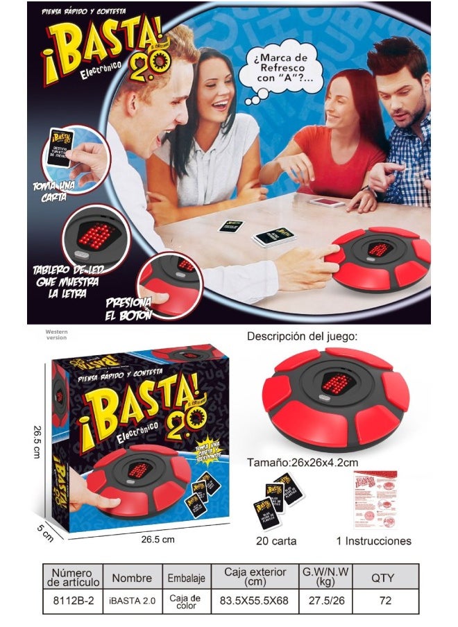 Second-generation Tapple Crazy Alphabet Game Fast-paced Board Game Educational Toy Generation-Color:Second Generation Tapple Spanish Red