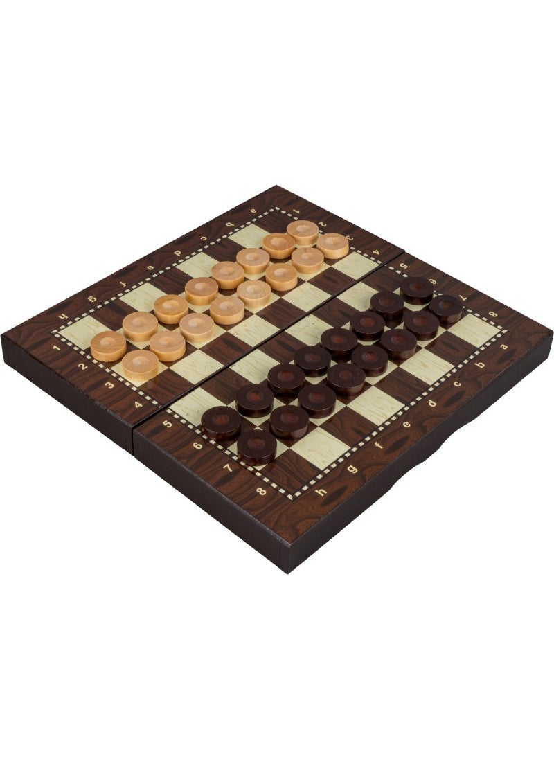Wooden Boxed Checker and Chess Set