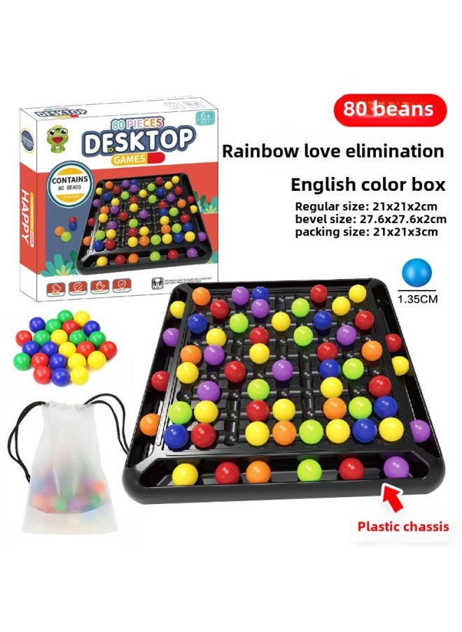 Rainbow Xiaoxiaole Parent-child Interactive Board Game Children's Contraption Concentration Logic Training Intelligence-benefiting Happy Toys-Color: 80 Beads-rainbow Xiaoxiaole (plastic Chassis) 222g