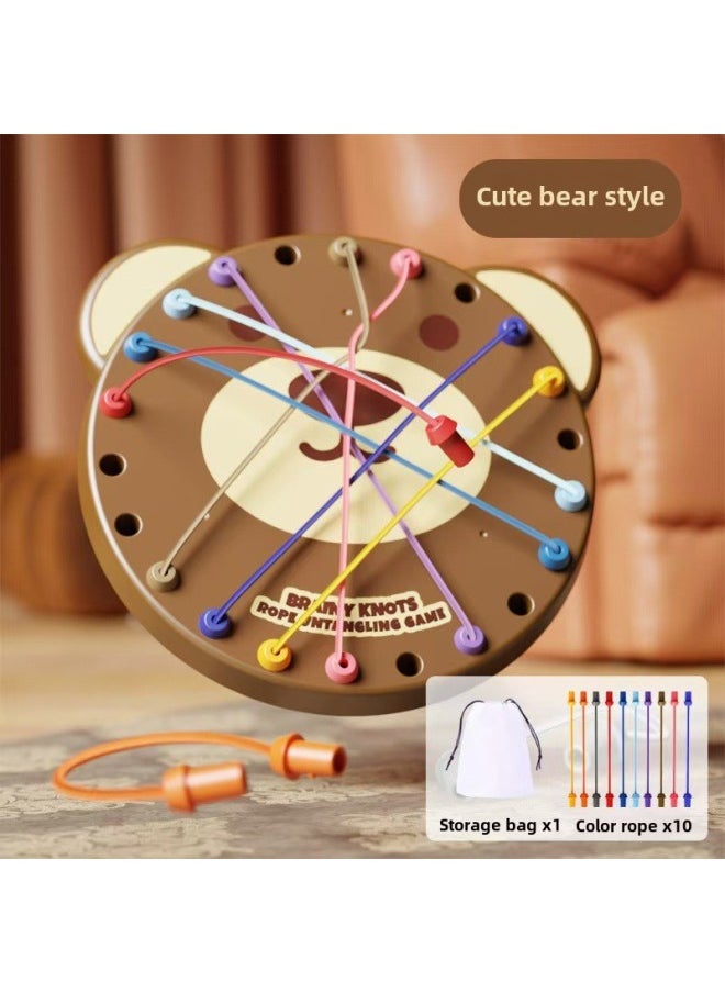 Rope-lifting Big Battle Puzzle Children's Logical Thinking Challenge Board Games Exercise Concentration Parent-child Interactive Games-Color:Cute Bear Deconstring Battle  English Color Box