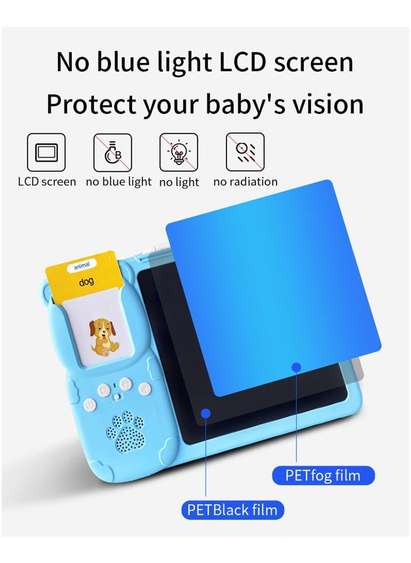 Talking Flash Cards LCD Writing Board, Smart Card Writing Board for kids,Educational Learning Tools with 112 cards with 224 words. Blue