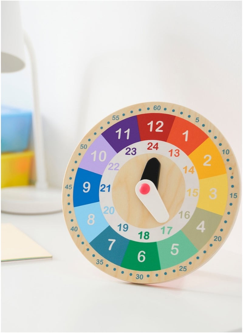 Educational Wooden Clock Multicolour 25 cm