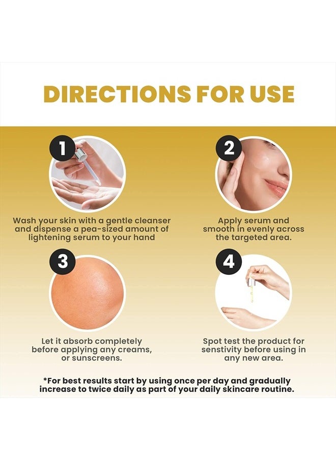 Skin brightening Serum, 1 Fl oz / 30 ml, for Face, Armpits, Hands, Knees and Body, with Argan Oil and Shea Butter