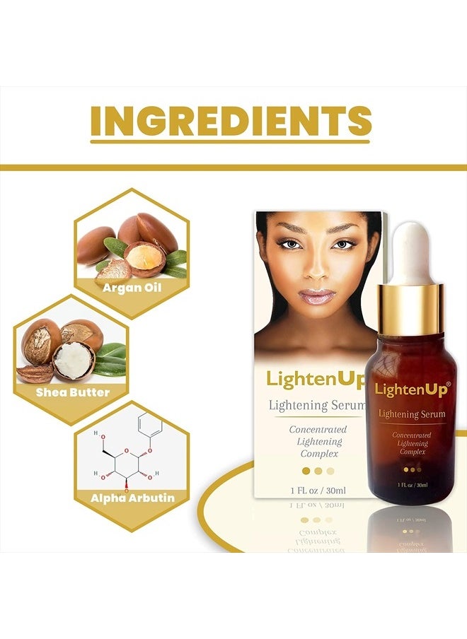 Skin brightening Serum, 1 Fl oz / 30 ml, for Face, Armpits, Hands, Knees and Body, with Argan Oil and Shea Butter