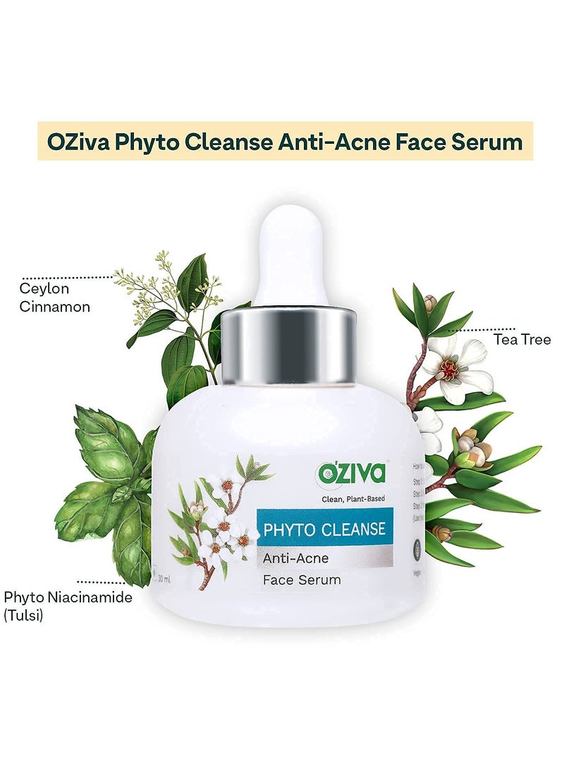 Phyto Cleanse Anti-Acne Face Serum (with Phyto Niacinamide, Tea Tree Oil, Aloe & Neem) for Acne Control and Acne Scar, Blemish Reduction (Phyto cleanse Serum, 30ml)