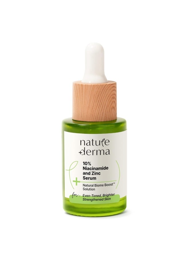 10% Niacinamide & Zinc Serum with Natural Biome-Boost™ | Reduces Pores and Dark spots | Brighter, Even Toned and Strengthened Skin | 30ml | Dermatologically Tested