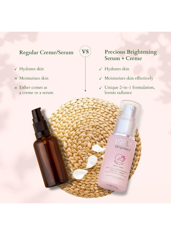 Organics+ Precious Brightening Serum + Cream | 100% Organic White Peony | Sulphate & Paraben Free | All Skin Types | 30g