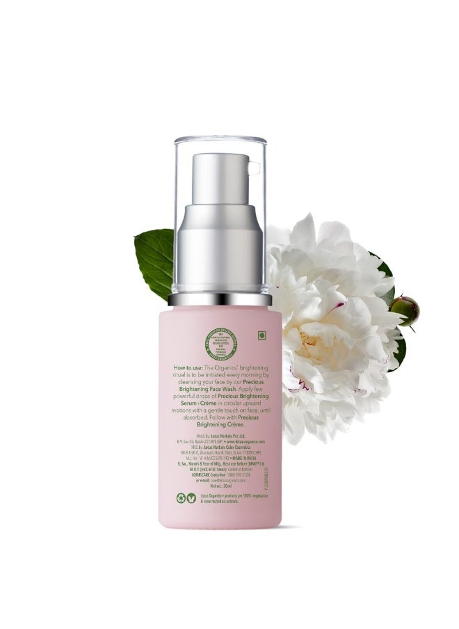 Organics+ Precious Brightening Serum + Cream | 100% Organic White Peony | Sulphate & Paraben Free | All Skin Types | 30g