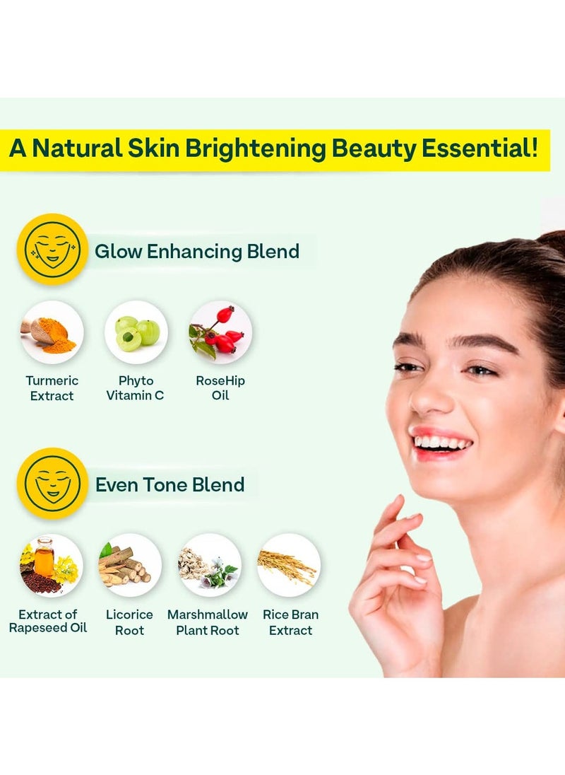 Inner Glo Skin Brightening Face Serum, Skin Brightening Serum For Even Tone & Increased Radiance With Phyto Vitamin C, Rosehip Oil & Saffron, Face Serum For All Skin Types, 30ml