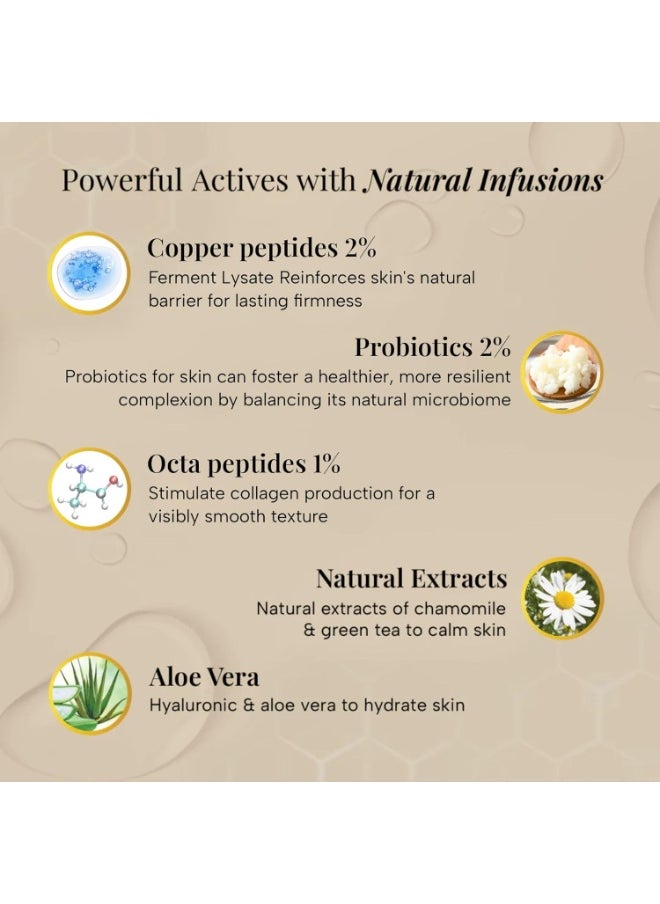 Luxury Oils Collagen Boosting & Firming Advanced Booster Serum for Collagen Production with 2% Copper Peptides, 2% Probiotics, 1% Octapeptides | Provides Intense Hydration & Elasticity, 30 ml