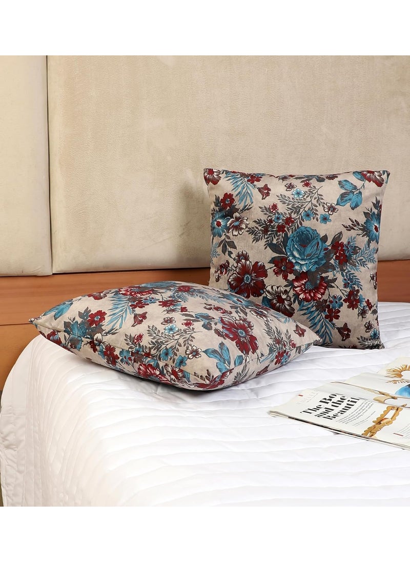 Decoghar Blue Printed Handmade Pillow Cover Cushion Covers 16 X 16 Inch Single Square Throw Pillow Cover for Sofa Without for Home Decor Or Living Room 40X40 Cm Set of 1
