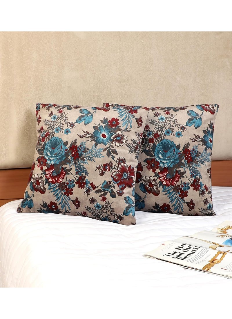 Decoghar Blue Printed Handmade Pillow Cover Cushion Covers 16 X 16 Inch Single Square Throw Pillow Cover for Sofa Without for Home Decor Or Living Room 40X40 Cm Set of 1