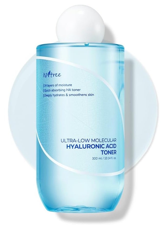 ISNTREE Ultra-Low Molecular Hyaluronic Acid Toner 300ml 10.14 fl.oz| Quick Absorbing Hyaluronic Acid Toner | Deeply hydrates and smoothens The Skin