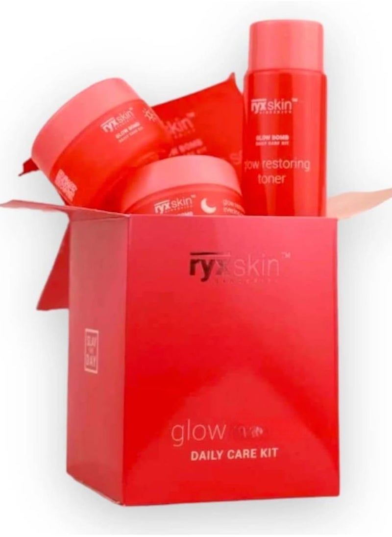 Ryxskin Glow Daily Care Kit – Complete Skin Brightening & Hydrating Set Includes Toner, Day & Night Cream For Glowing, Clear, Youthful Skin