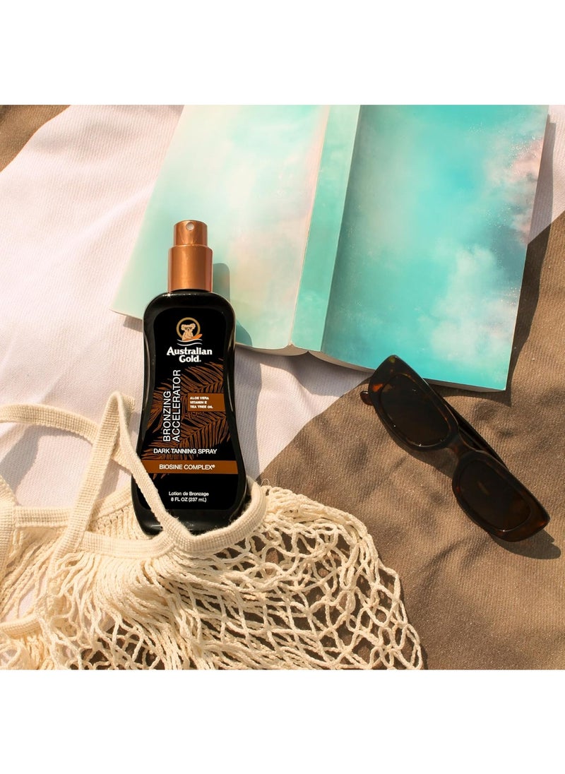 Australian Gold Dark Tanning Accelerator Spray Gel With Bronzer | 8 Fl Oz, Multicolor, AGCB175(Packaging May Vary)
