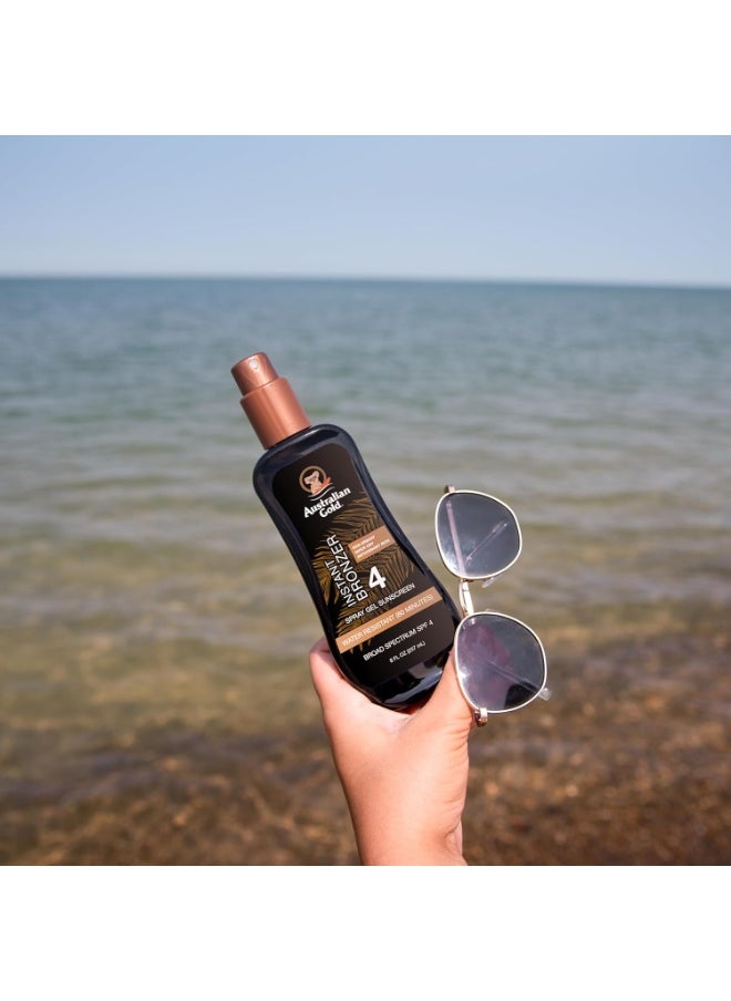 Australian Gold Spray Gel Sunscreen with Instant Bronzer SPF - 4, 8 Ounce | Moisturize & Hydrate Skin | Broad Spectrum | Water Resistant | Non-Greasy | Oxybenzone Free | Cruelty Free