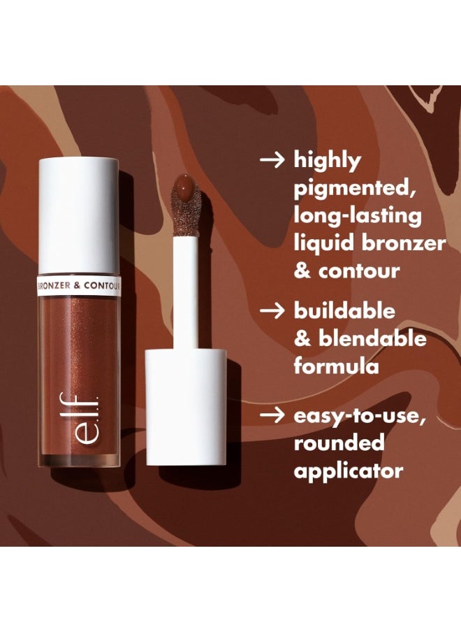 e.l.f. Camo Liquid Bronzer & Contour, Silky Highly Pigmented Formula, Creates a Long-Lasting Bronzed Glow & Natural Look, Vegan & Cruelty-Free, 4 Light/Medium