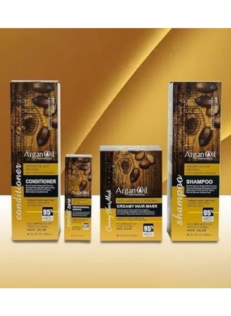 Argan Oil and Protein 4 in 1 Shampoo, Conditioner, Hair Mask, Hair Serum Set Sulfate Free Anti Hair Fall Renewal