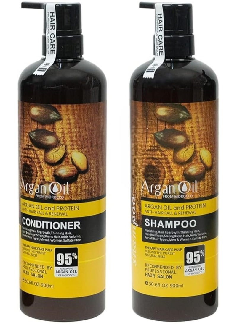 Argan Oil and Protein Shampoo and Conditioner  2 in 1 Set Sulfate Free Anti Hair Fall Renewal