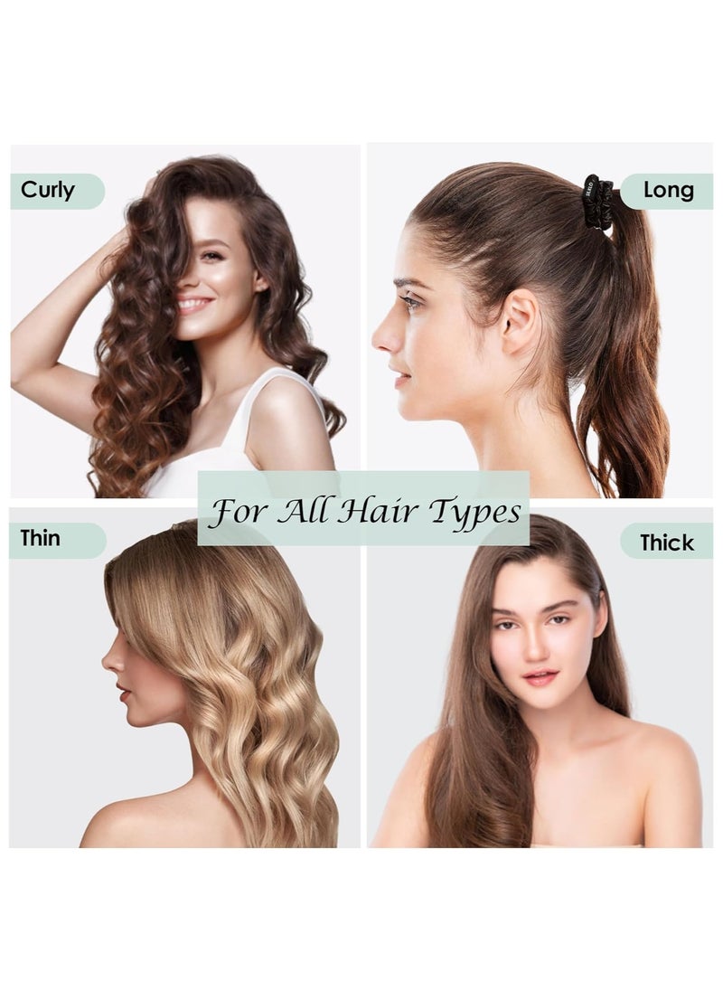 Elaur Silklo Silk Scrunchies, 100% Pure Mulberry Hair Ties 22 Momme Anti Hair Loss No Breakage Anti Crease Anti Frizz 4Pcs (Black, Champagne)