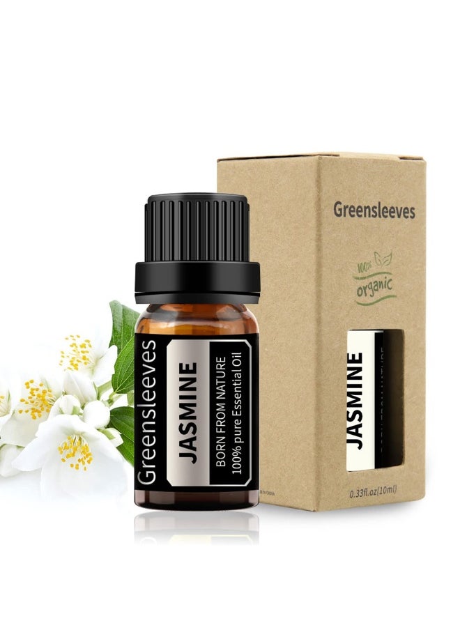 Jasmine Essential Oil for Diffuser, 100% Pure Organic Jasmine Aromatherapy Oil for Humidifiers, Perfume, Soap Making - 0.33 Fl Oz