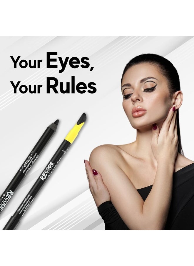 Turning Heads Crayon Gel Matte Eyeliner Kajal Pencil Smudger Long Lasting Waterproof Smudge Proof Black 1.2gm