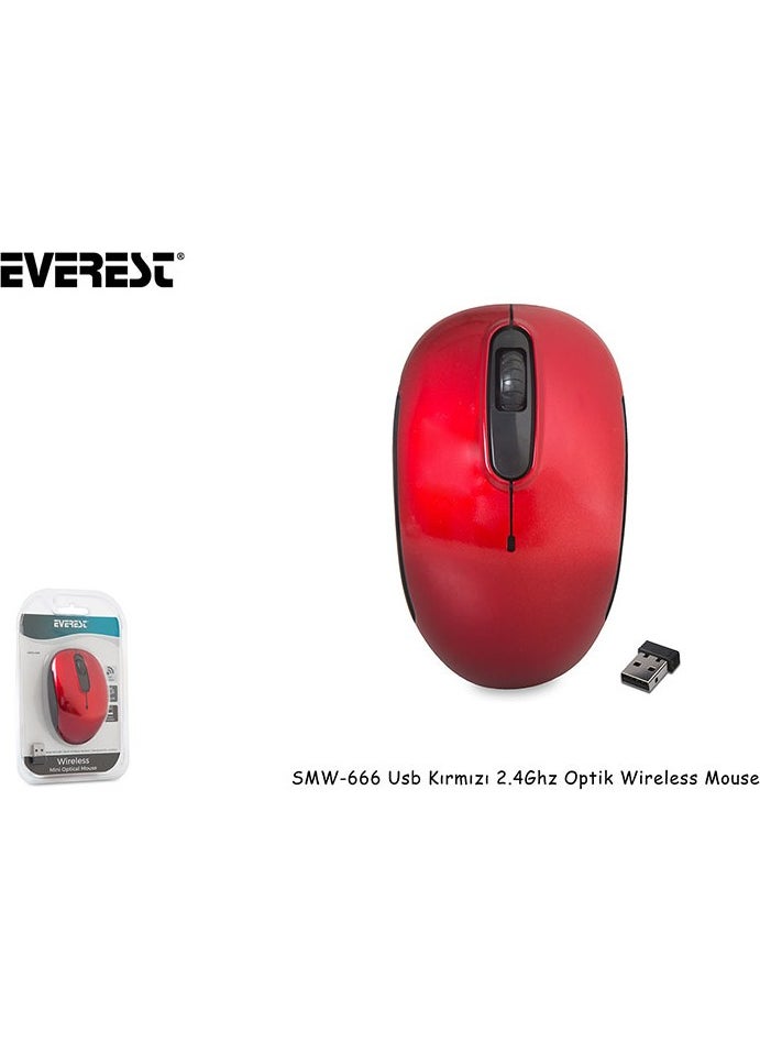 SMW-666 USB Red 2.4Ghz Optical Wireless Mouse