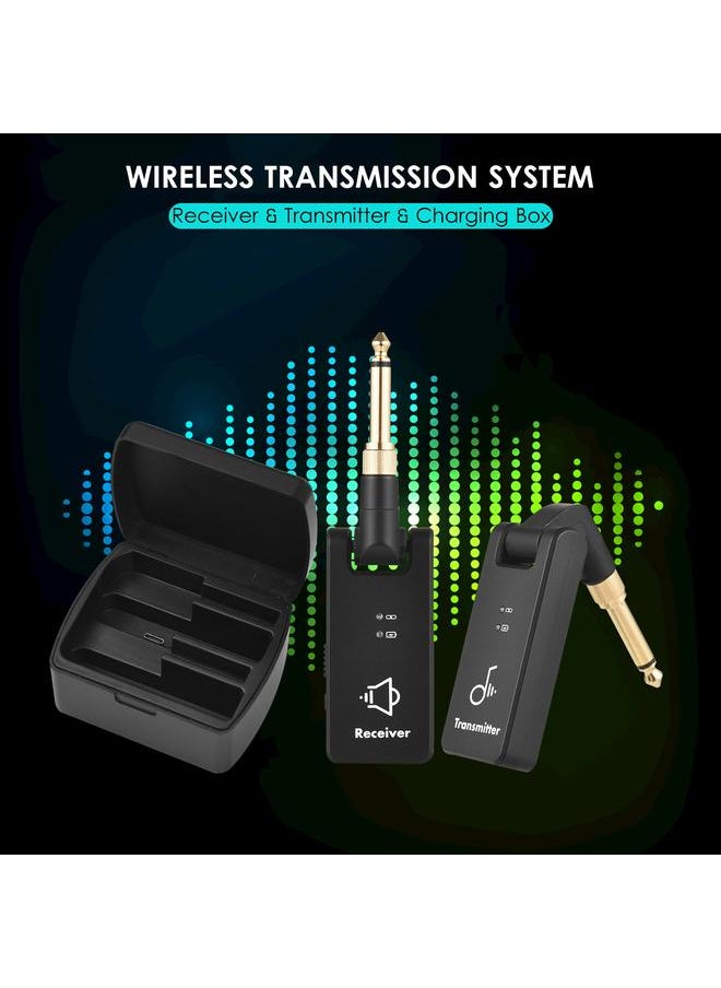 Wireless Transmit System Electric Guitar Receiver Transmitter Built in Battery with Charging Box 3.5mm 6.35mm Plug for Guitar Bass