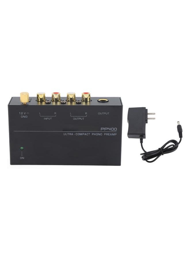 PP400 Phono Preamp Ultra Compact Phono Turntable Preamp Preamplifier for Record Player 100‑240V US Plug