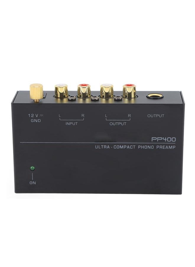 PP400 Phono Preamp Ultra Compact Phono Turntable Preamp Preamplifier for Record Player 100‑240V US Plug