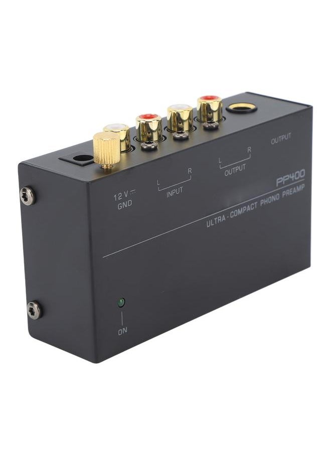 PP400 Phono Preamp Ultra Compact Phono Turntable Preamp Preamplifier for Record Player 100‑240V US Plug