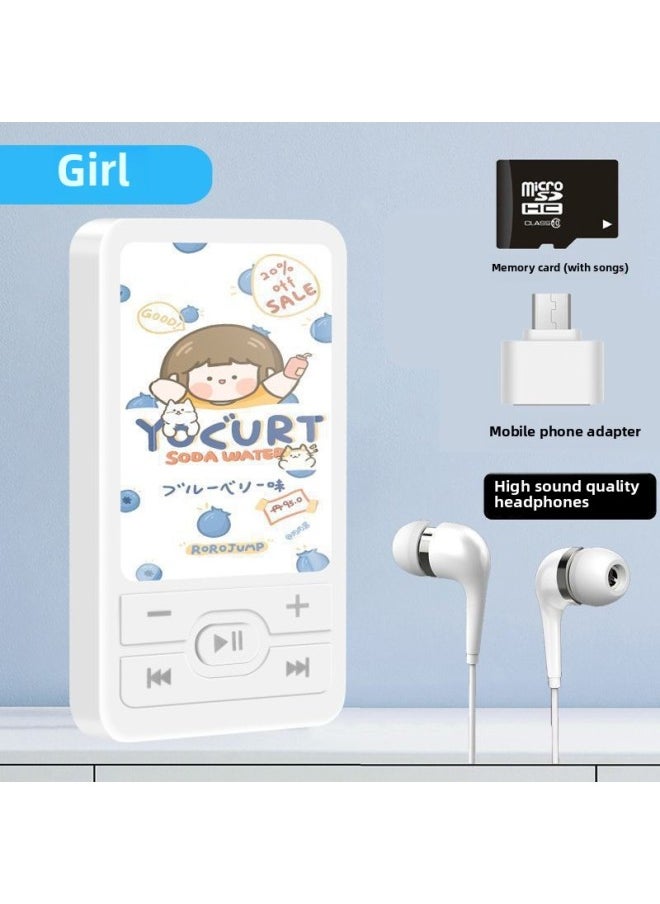 Students Listen To Music Mp3 Walkman High School Students Boys And Girls Mini Portable Sports Music Player-Body Color:A1 Little Girl-Memory Capacity:External Speaker Version 16g Can Store 4000 Songs + 4-piece Set