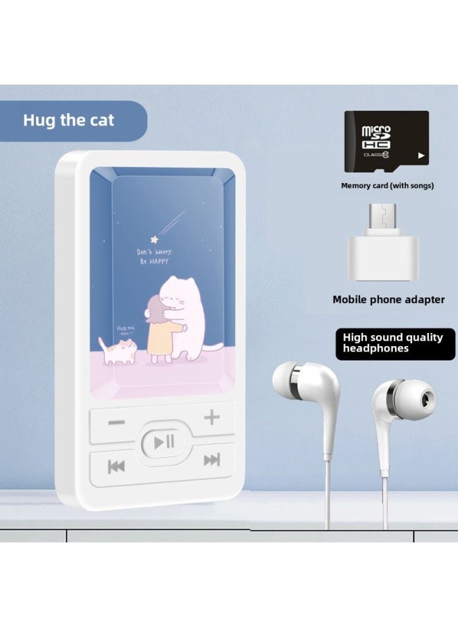 Students Listen To Songs Walkman High School Students Boys And Girls Mini Portable Sports Music Player-Body Color:A1 Hug Cat-Memory Capacity:No External Speaker 128 Can Store 20,000 Songs + 4-piece Set
