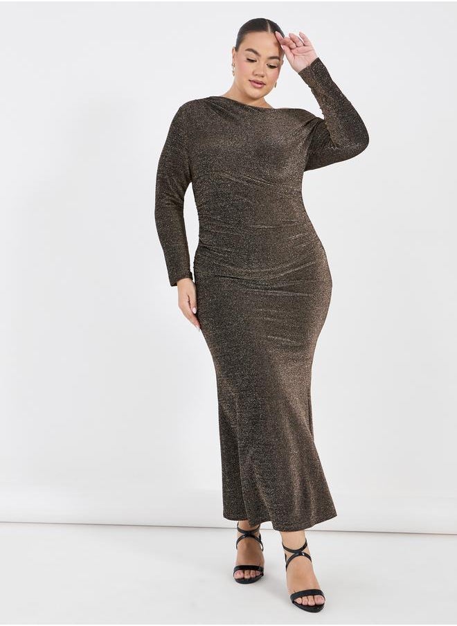 Plus Size One Shoulder Neck Mermaid Hem Maxi Dress