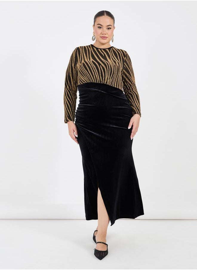 Plus Size Self Design Bodycon Maxi Dress