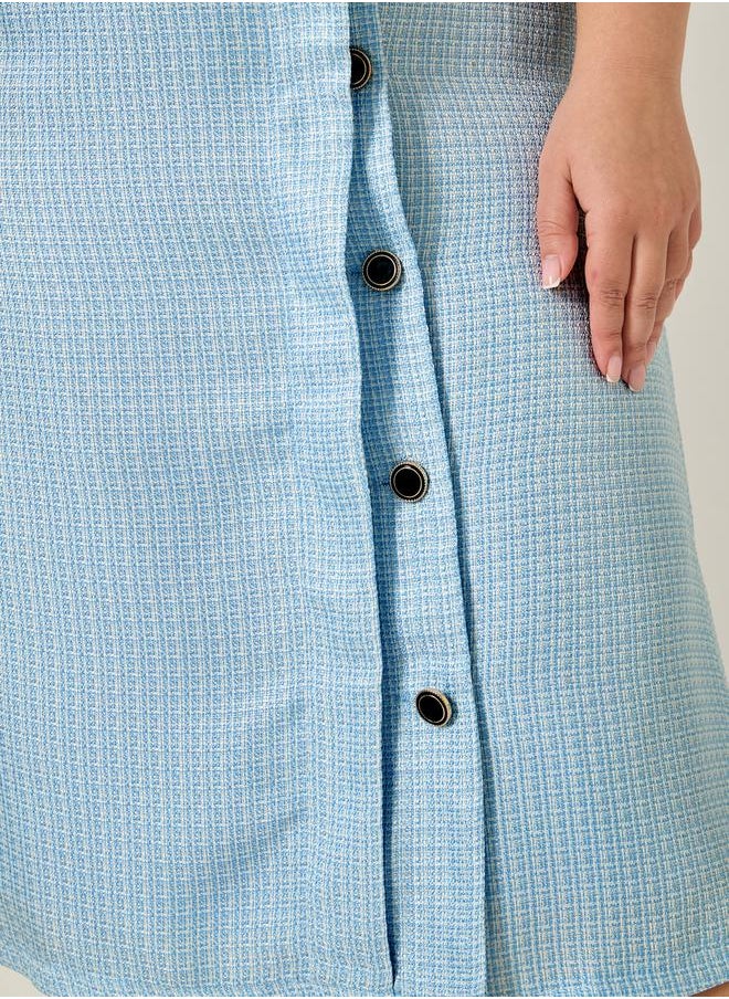 Plus Size Textured V-Neck Wrap Midi Dress