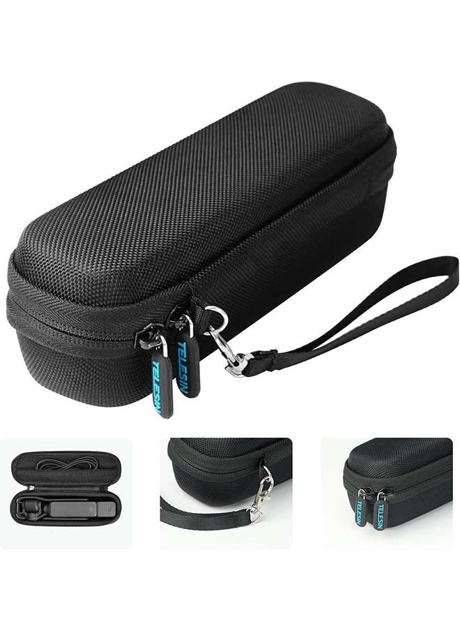 Roll over image to zoom in TELESIN Small Case for DJI Pocket 3, Mini Size Lens Case Portable Carry Cases with Hand Strap Double Zipper Full Protector for Osmo Pocket 3 Accessories
