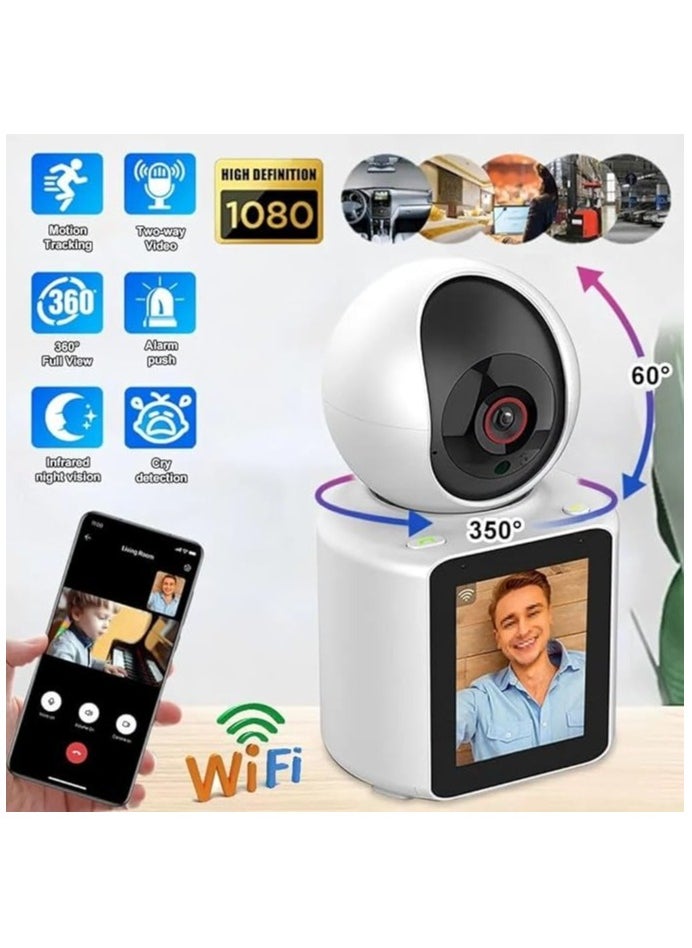 Two way video WiFi camera 1080P Video Calling WIFI HD Camera One-Click Video Calling Infrared Night Vision Video Baby Monitoring Camera, CCTV IP Camera Smart Auto Tracking Baby Monitor, Motion Detection Built-in Speaker