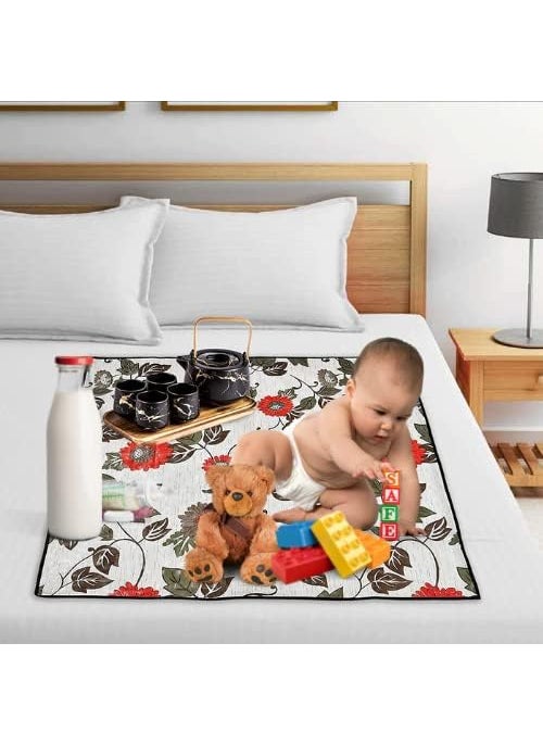 Khushimit Baby Playing on Bed with Colour Full Protected Sheet Round Baby Bed Server Food Mat Size36x36 inches Design 20