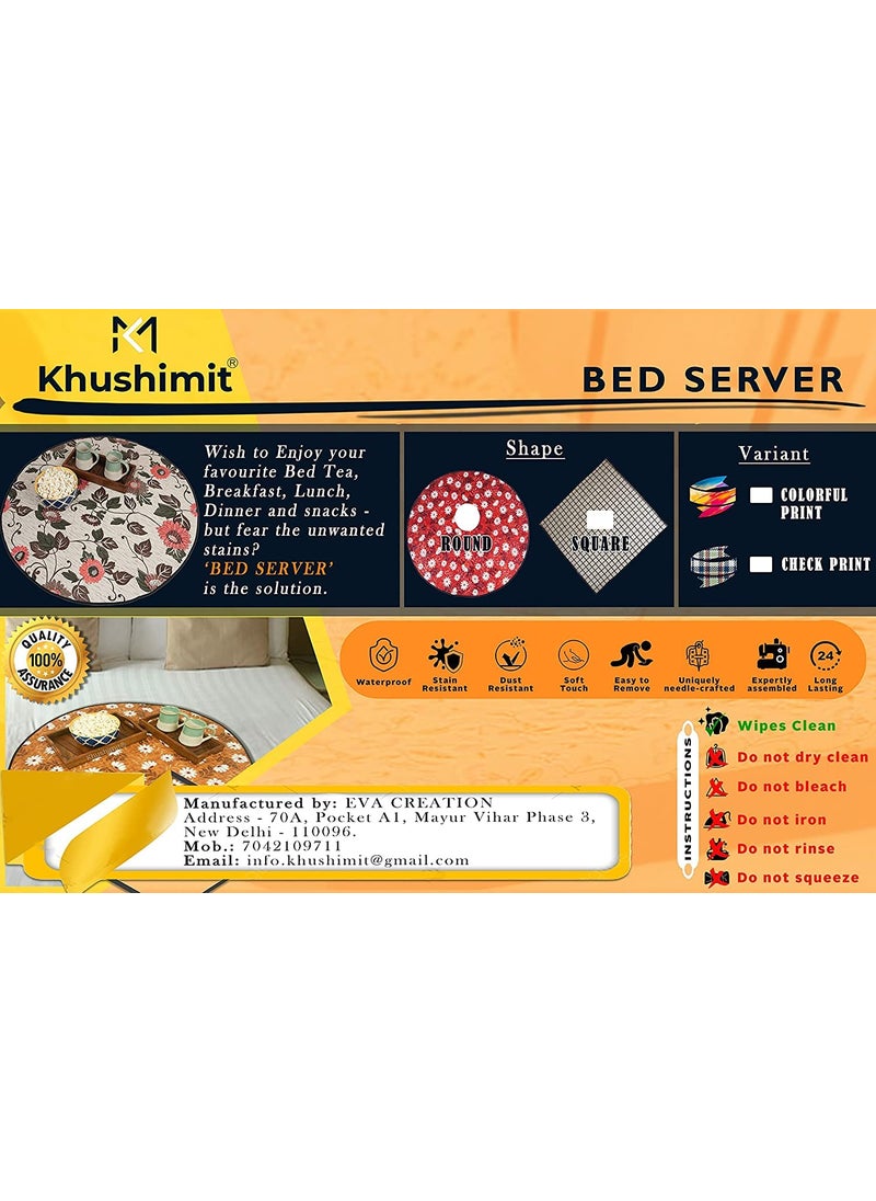 Khushimit Baby Playing on Bed with Colour Full Protected Sheet Round Baby Bed Server Food Mat Size36x36 inches Design 20