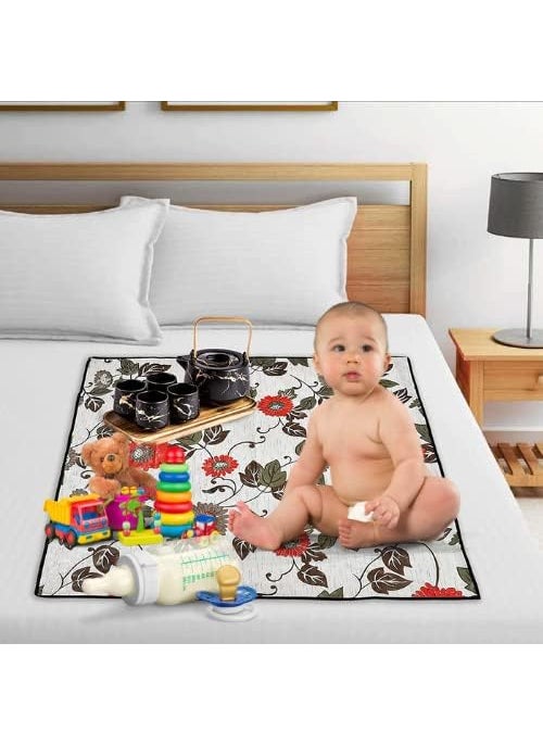 Khushimit Baby Playing on Bed with Colour Full Protected Sheet Round Baby Bed Server Food Mat Size36x36 inches Design 20