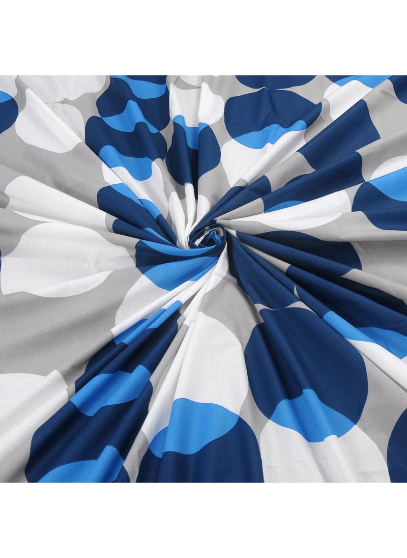 Huesland 144 TC Flat Cotton Bedsheets for Double Bed with 2 Pillow Covers Blue Grey White