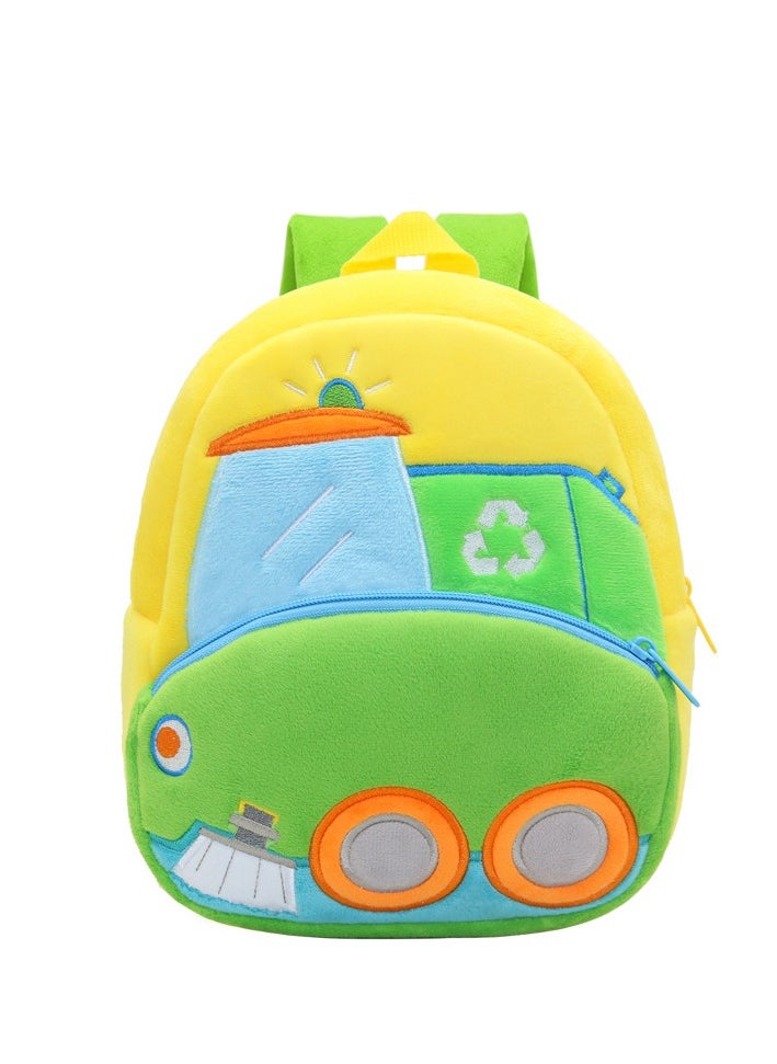 Engineering truck excavator dump truck cartoon plush backpack men's and women's children's bags shoulder schoolbag sanitation car