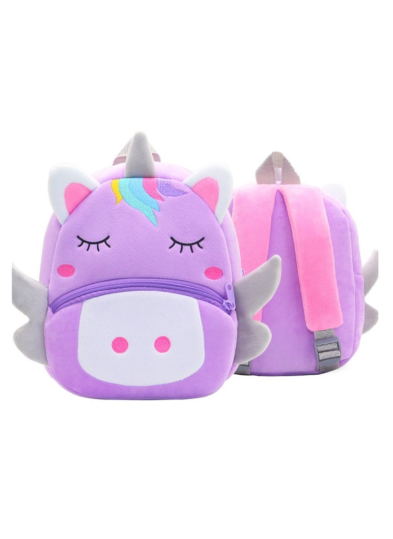 Cute cartoon kids backpack Backpack kindergarten plush backpack animal purple unicorn