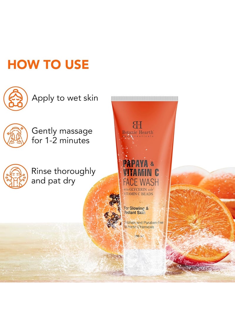 Botanic Hearth Vitamin C and Papaya Face Wash Brightening Face Wash with Vitamin C Beads For Glowing and Radiant Skin For Women and Men Sulphate and Paraben Free 100ml
