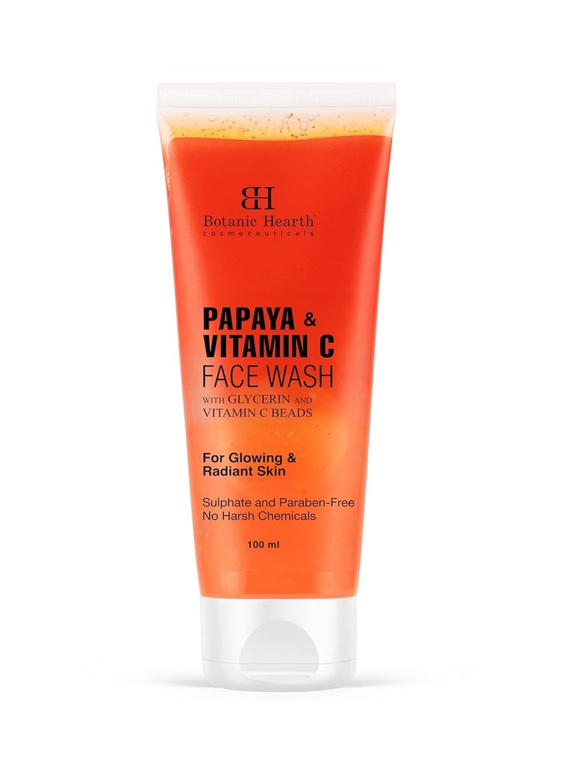 Botanic Hearth Vitamin C and Papaya Face Wash Brightening Face Wash with Vitamin C Beads For Glowing and Radiant Skin For Women and Men Sulphate and Paraben Free 100ml