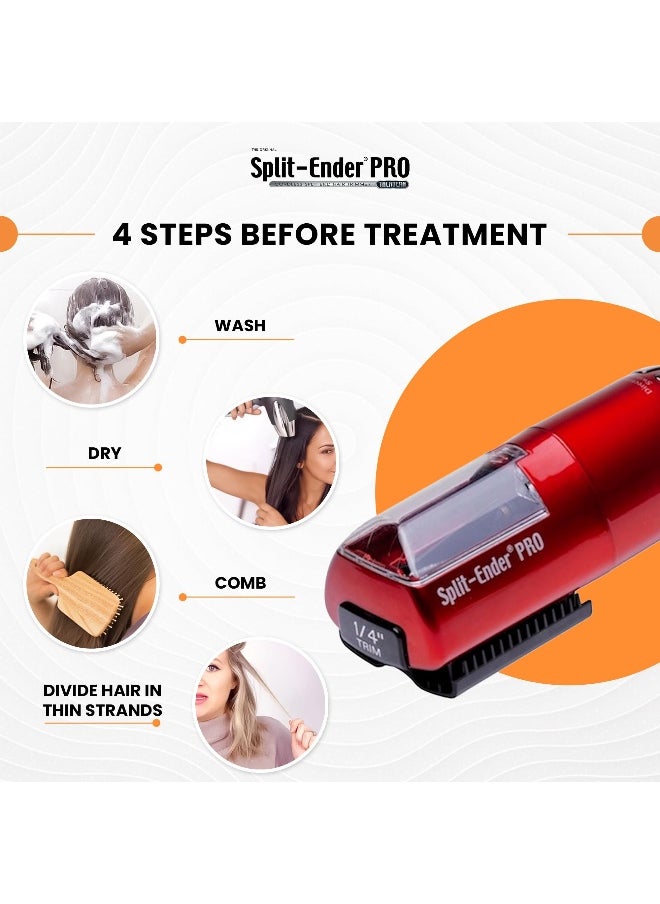 Pro Rechargeable Cordless Split End Hair Trimmer for Dry, Damaged and Brittle Split Ends - Red