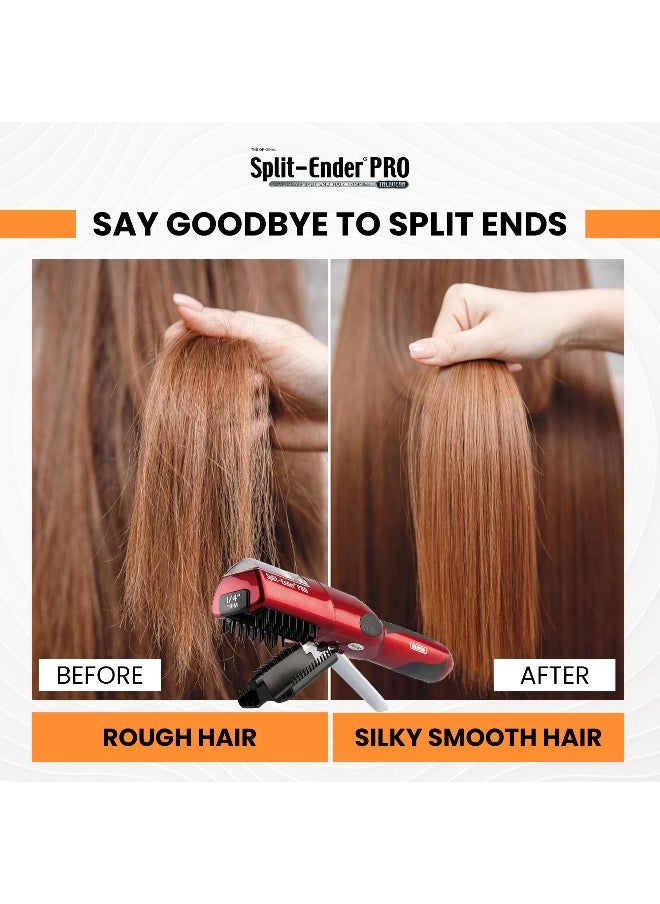 Pro Rechargeable Cordless Split End Hair Trimmer for Dry, Damaged and Brittle Split Ends - Red