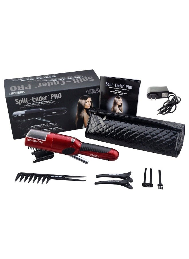 Pro Rechargeable Cordless Split End Hair Trimmer for Dry, Damaged and Brittle Split Ends - Red